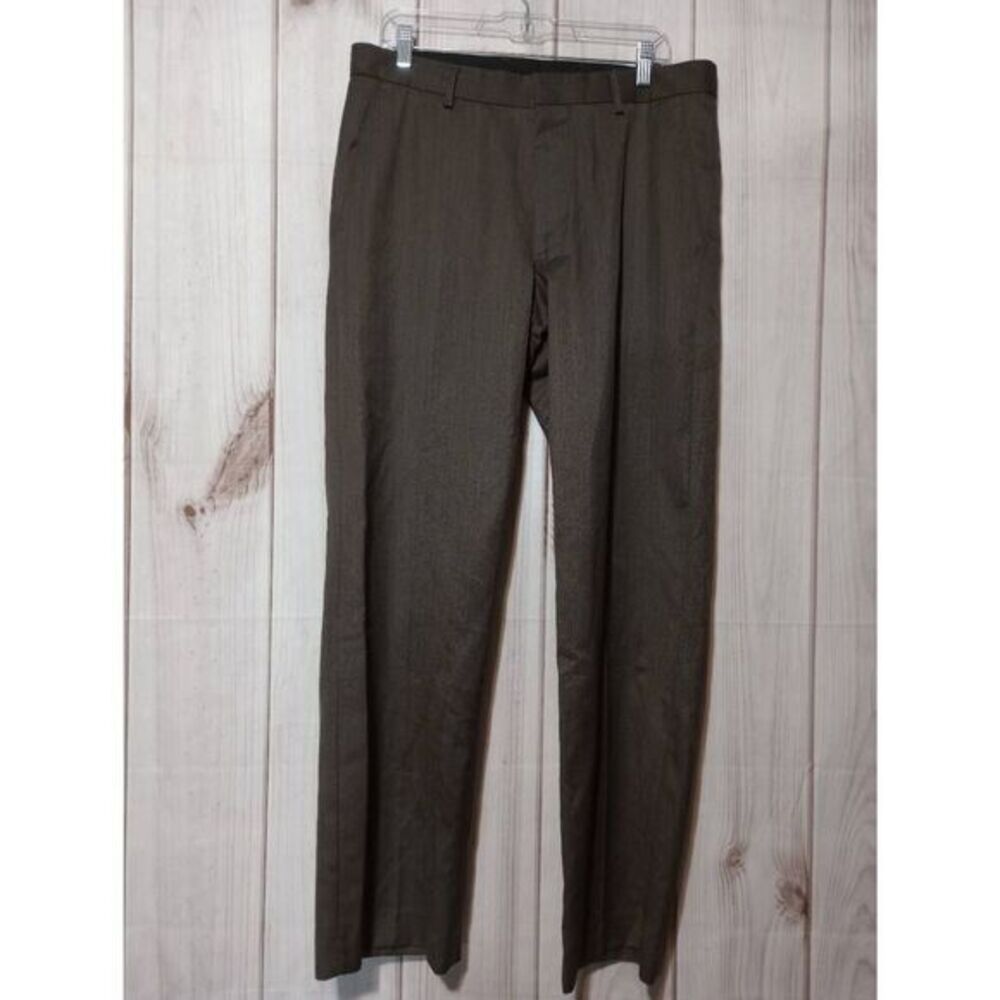 Banana Republic‎ Mens Dress Pants Brown Wool Blend Straight Leg 34x32 Flat Front